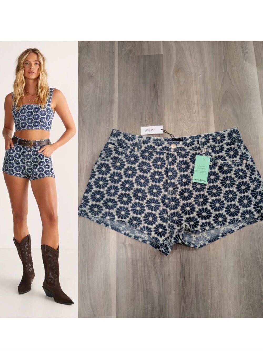 NastyGal | Floral Embroidered Denim Short